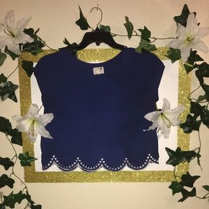 Blue and white crop top